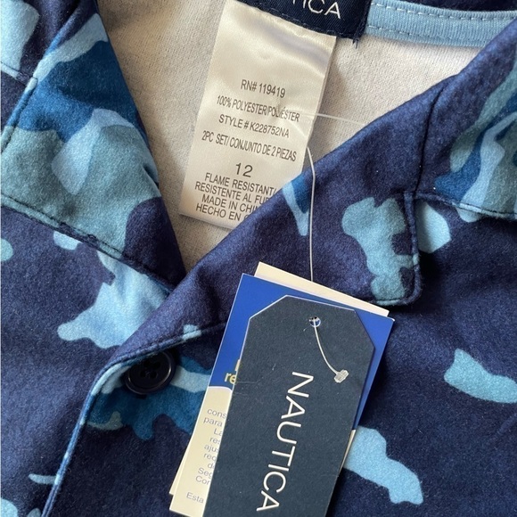 Nautica Navy Blue Long Sleeve Sleep Shirt Size 12 - Picture 4 of 10
